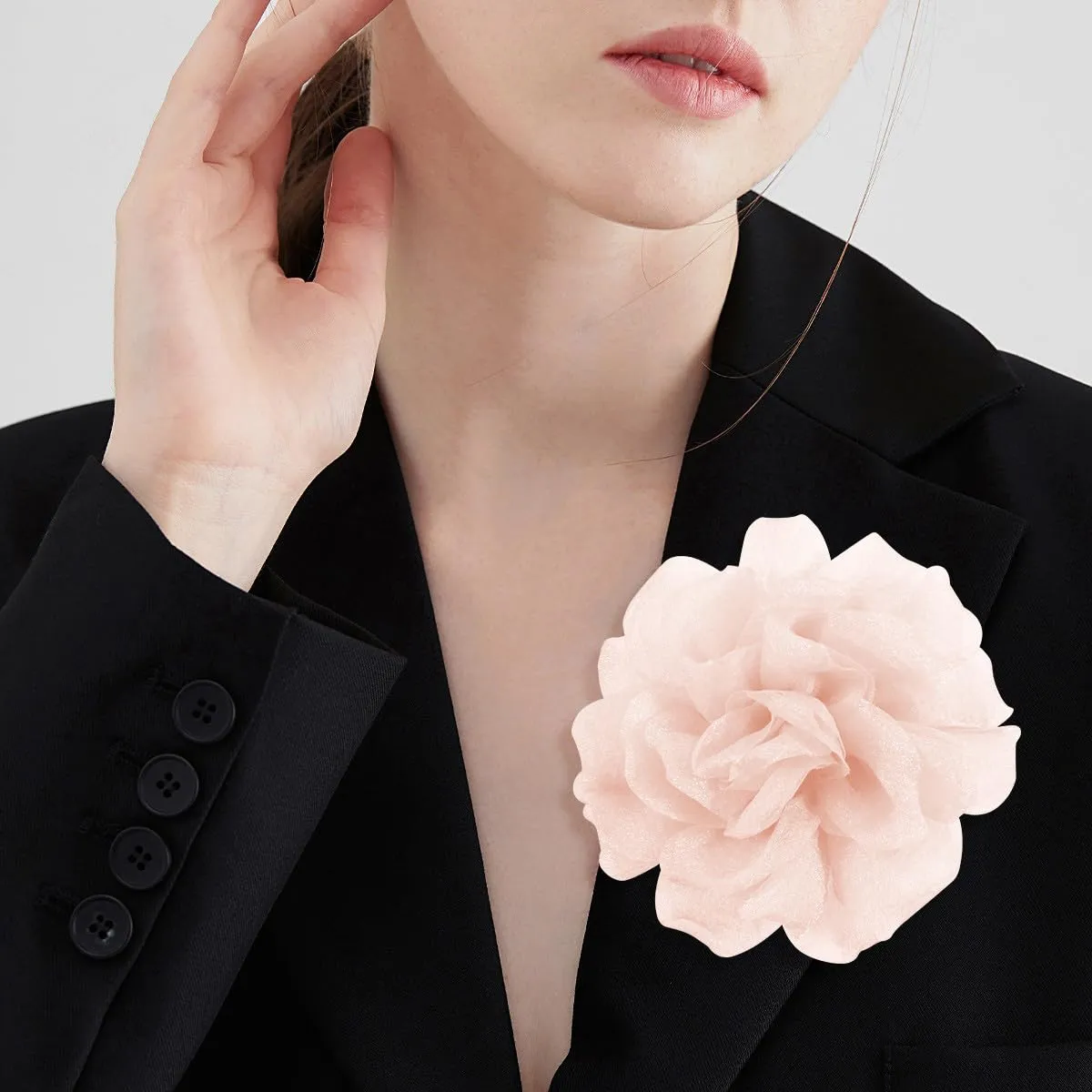 Rose & Flower Brooches | Hair & Lapel Pins | 4.3 Inch Rose Pin, Beige