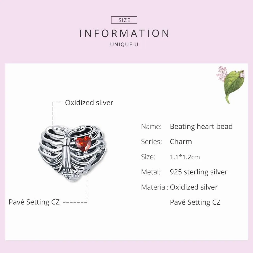Rose Charm Heart Charms for Bracelets 925 Sterling Silver Bead Charm Fits Bracelets and Necklaces Paved with Cubic Zirconia Animal Skull Charm Dainty Halloween Charms Jewelry for Women Girls
