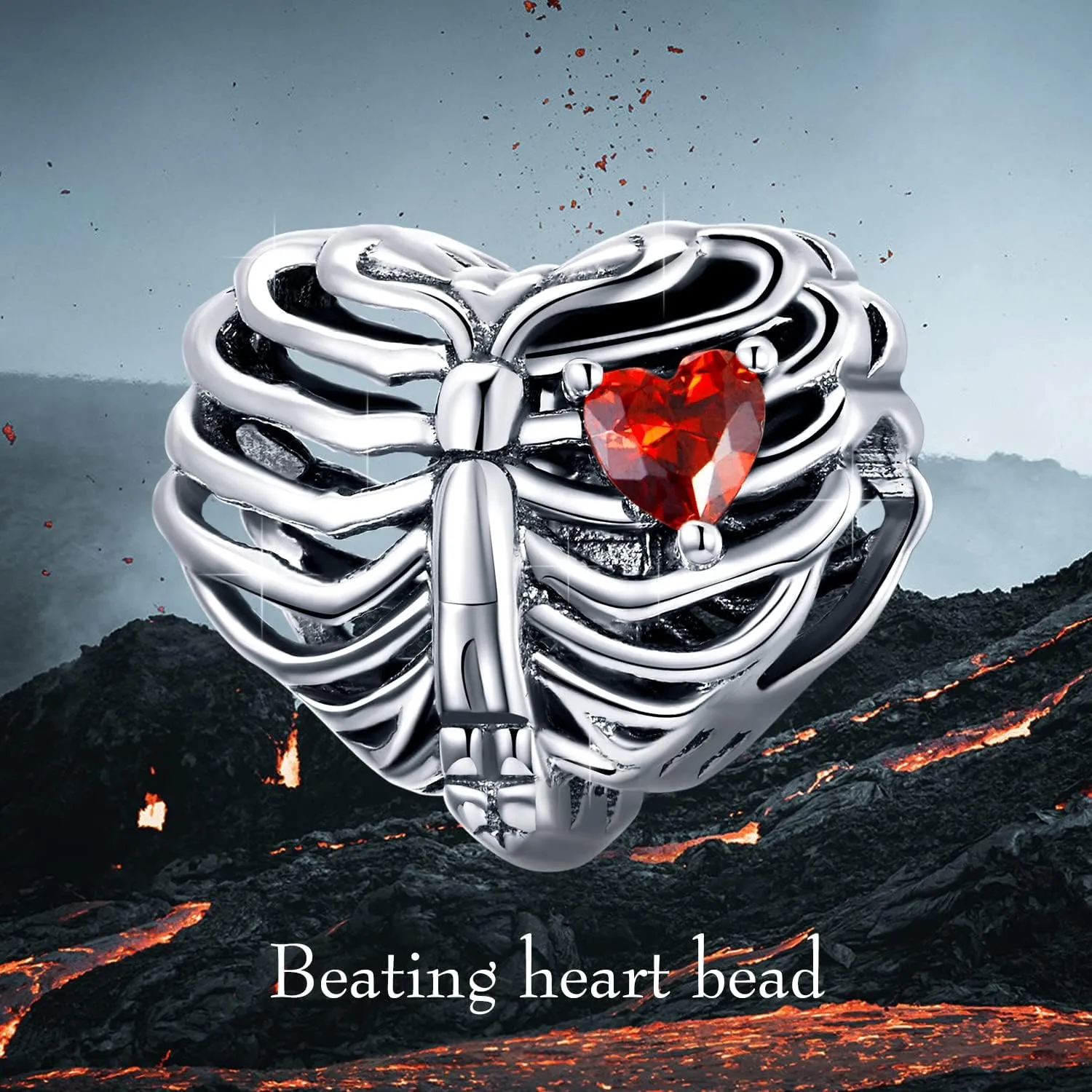 Rose Charm Heart Charms for Bracelets 925 Sterling Silver Bead Charm Fits Bracelets and Necklaces Paved with Cubic Zirconia Animal Skull Charm Dainty Halloween Charms Jewelry for Women Girls