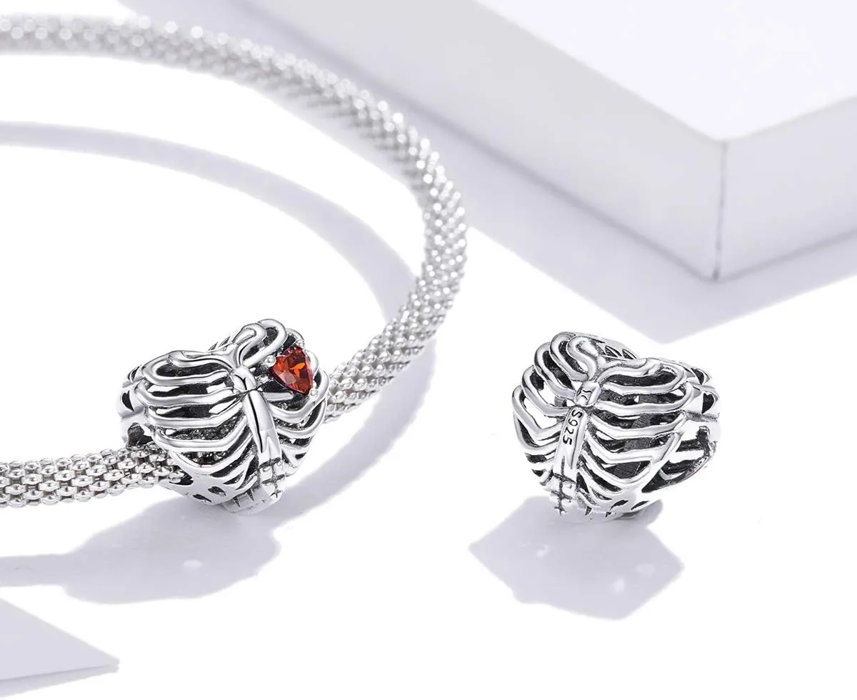 Rose Charm Heart Charms for Bracelets 925 Sterling Silver Bead Charm Fits Bracelets and Necklaces Paved with Cubic Zirconia Animal Skull Charm Dainty Halloween Charms Jewelry for Women Girls