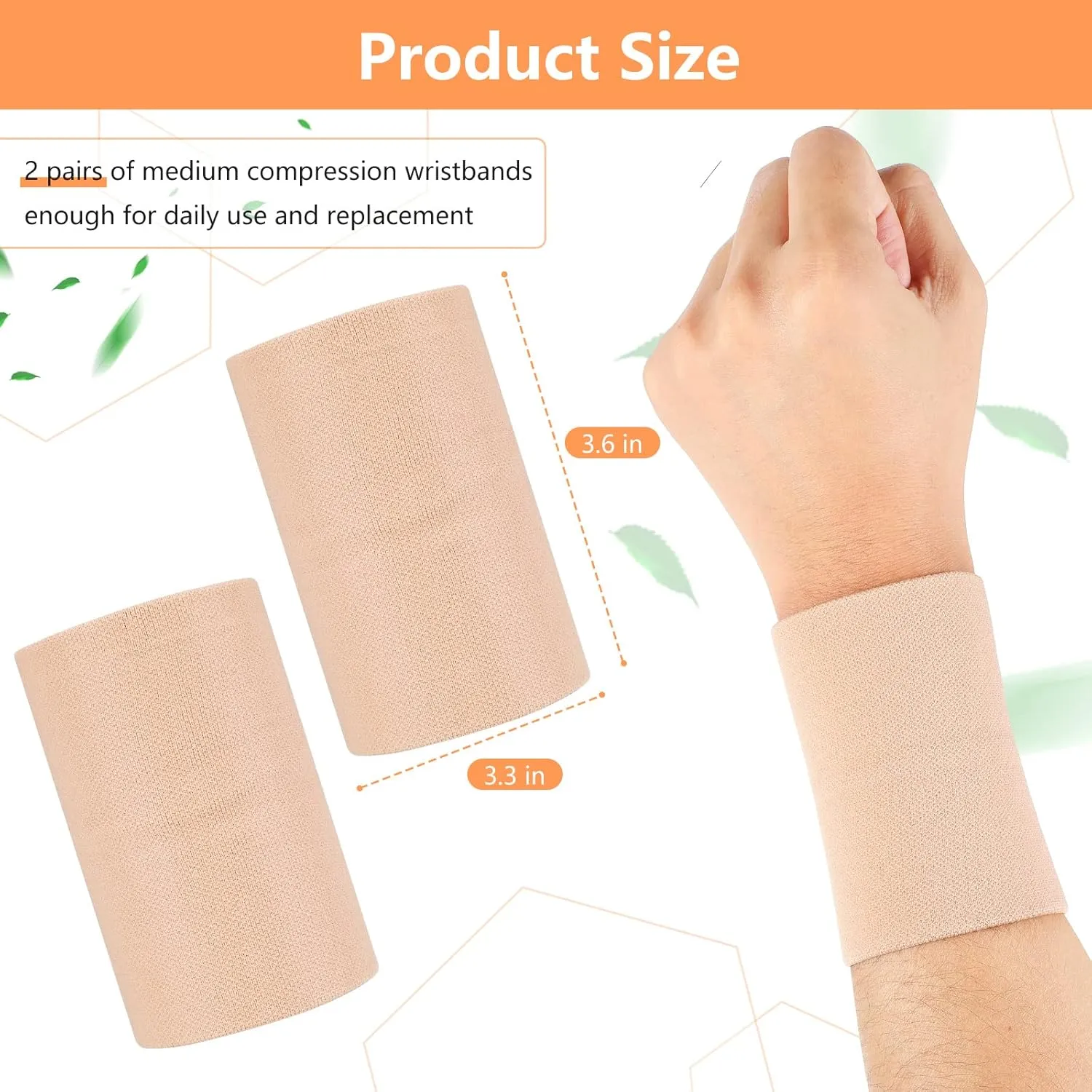 SATINIOR 2 Pairs Compression Wrist Sleeve Wrist Wraps Compression Brace Supports Elastic Sweat Bands for Women, Men Sports, Tennis Players
