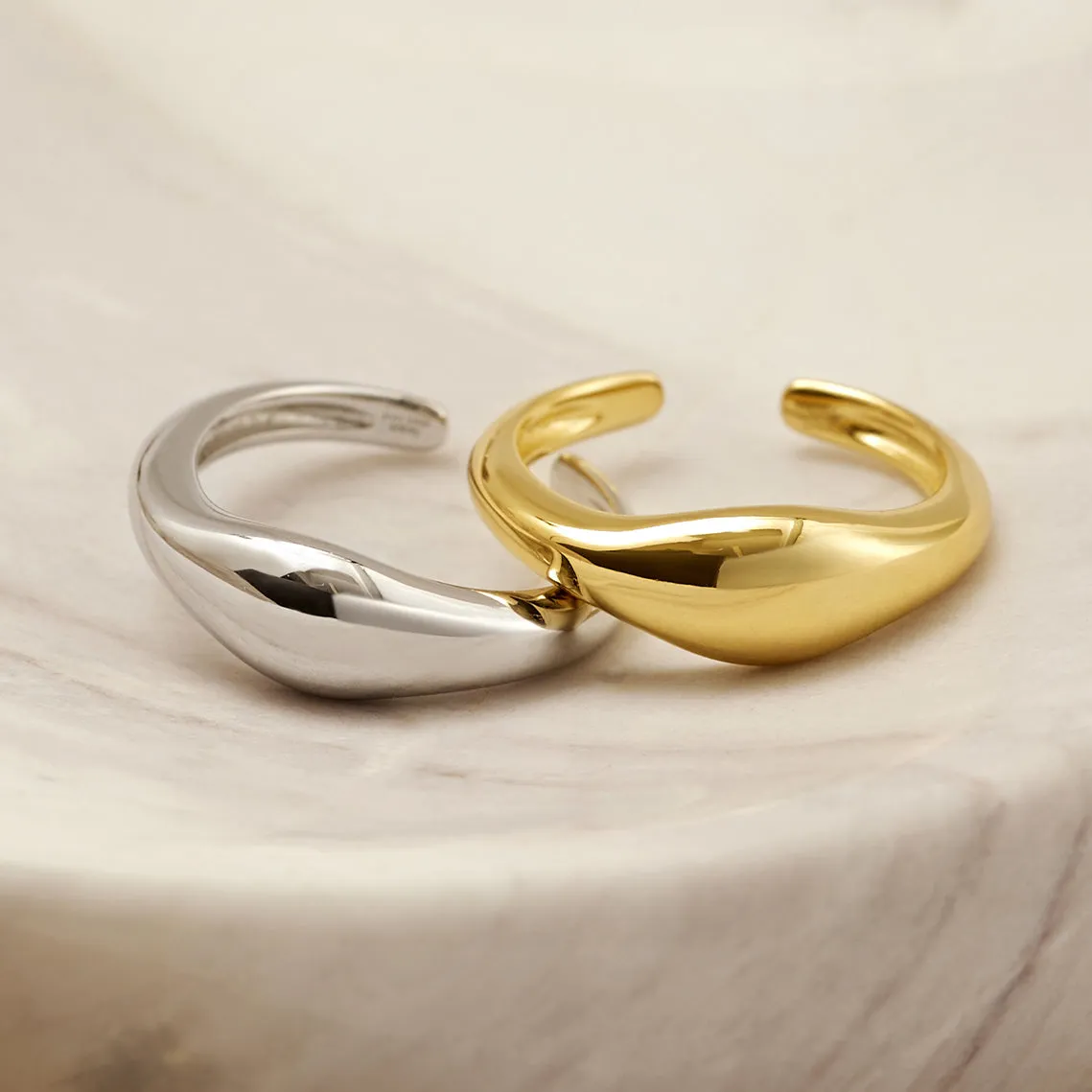 Silver Wave Adjustable Ring