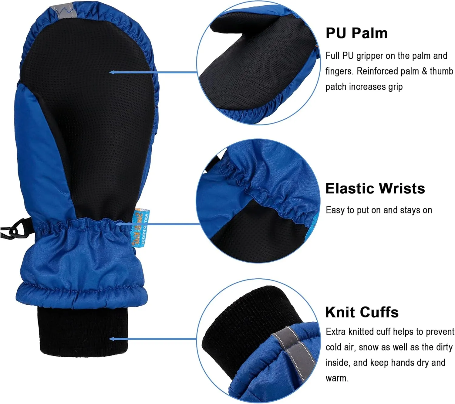 SimpliKids Children's Snow Gloves Sports Insulation Waterproof Winter Kids Ski Mittens