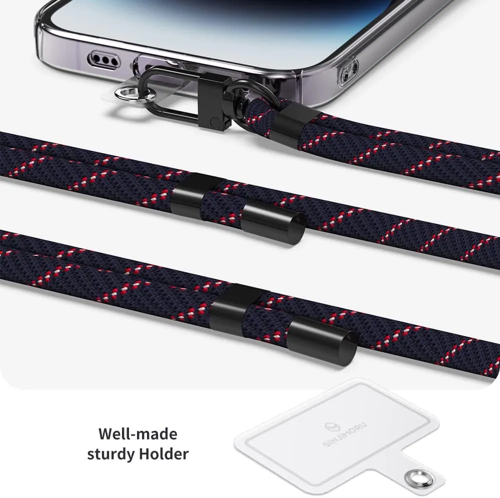 Sinjimoru Cell Phone Lanyard (2Packs), Adjustable Strap for Wrist with Key & ID Card Holder - Sporty White