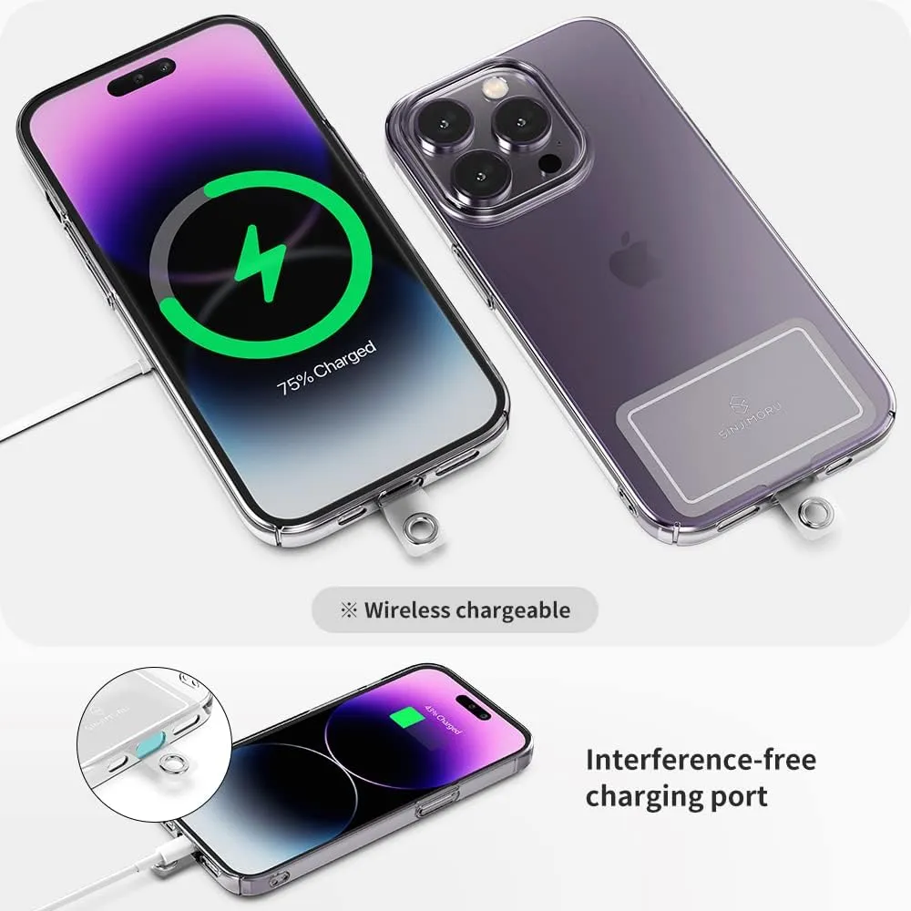 Sinjimoru Cell Phone Lanyard (2Packs), Adjustable Strap for Wrist with Key & ID Card Holder - Sporty White