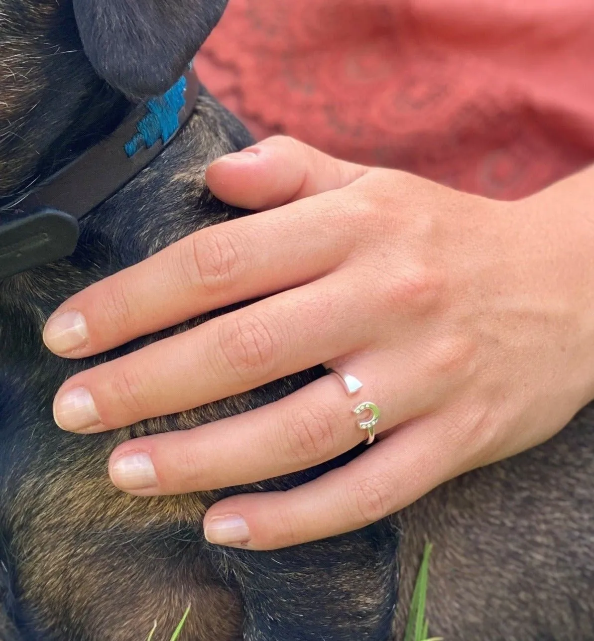 Sterling Silver Horseshoe and Nail Ring