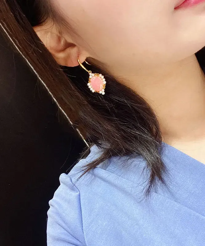 Sterling Silver Overgild Pearl Shell Drop Earrings