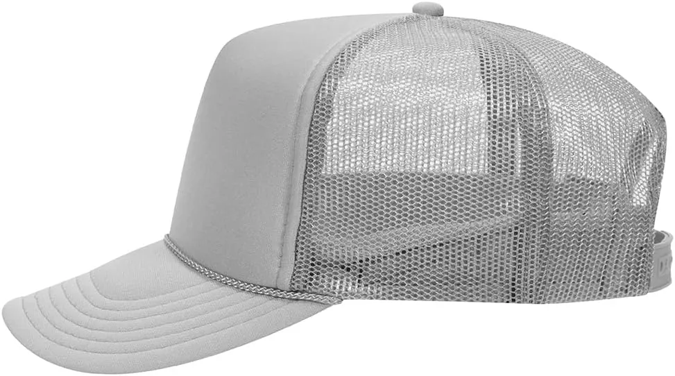 The Hat Pros High Crown 5 Panel Mesh Back Foam Front Trucker Cap with Snapback Closure | Bulk Packs Available