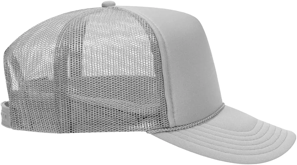 The Hat Pros High Crown 5 Panel Mesh Back Foam Front Trucker Cap with Snapback Closure | Bulk Packs Available