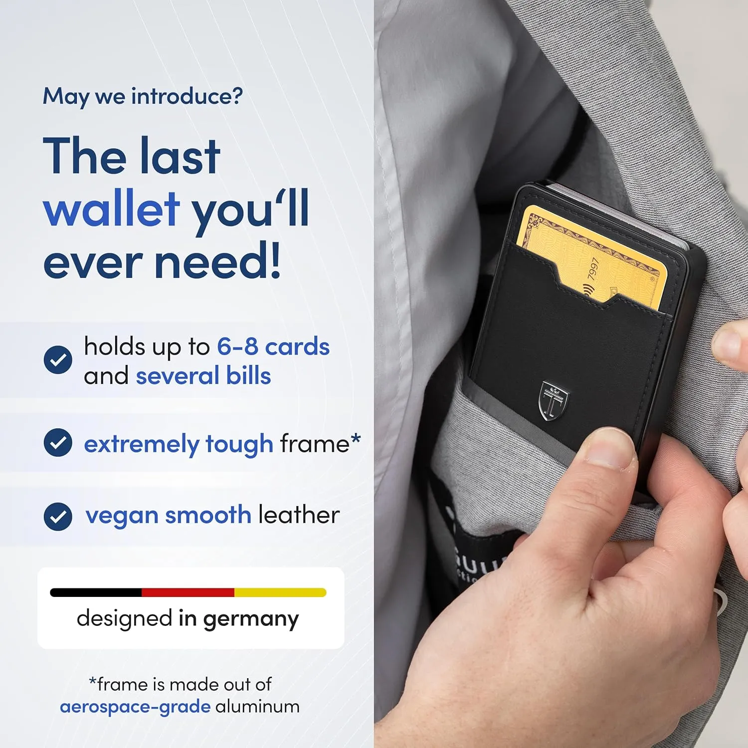 TRAVANDO Swype AirTag* Slim Wallet for Men Metal RFID Blocking Mens Wallet Card Case