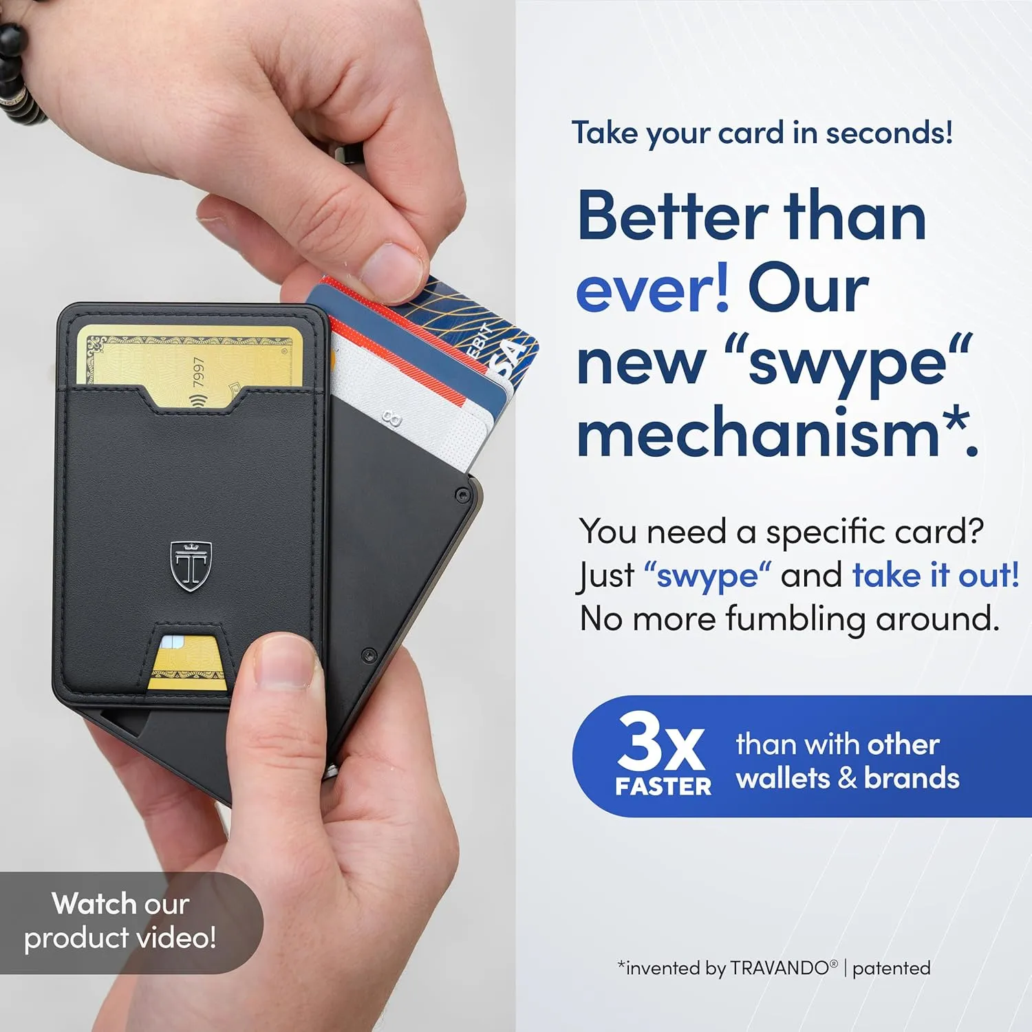 TRAVANDO Swype AirTag* Slim Wallet for Men Metal RFID Blocking Mens Wallet Card Case
