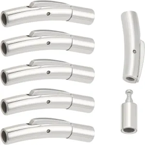 UNICRAFTALE 6 Sets Column Bayonet Clasps 304 Stainless Steel Bayonet Clasps 3mm Hole Leather Cord End Connectors for Bracelets Necklaces Buckle Jewelry Making, Stainless Steel Color