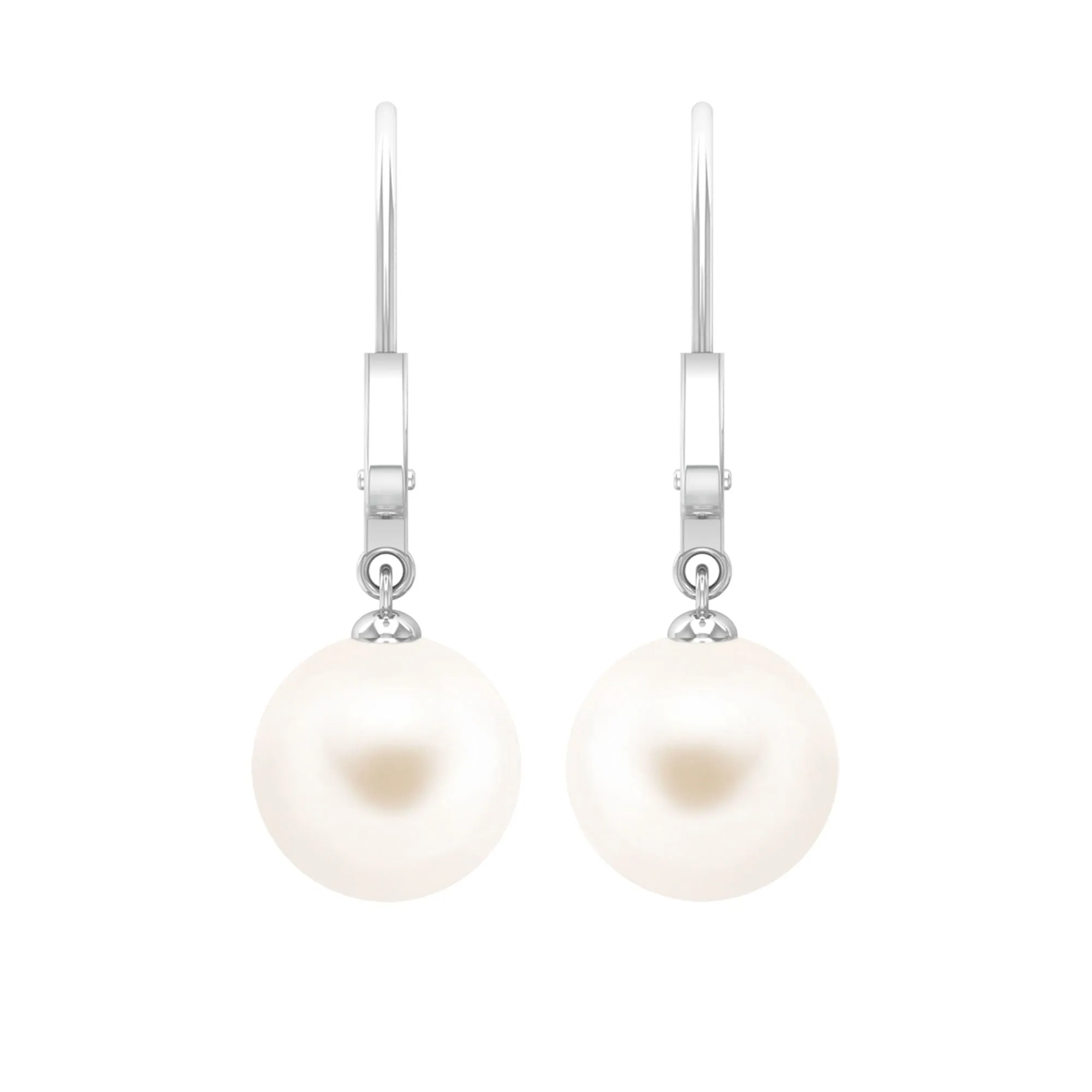 White Pearl Drop Earrings with Lever Back Closure