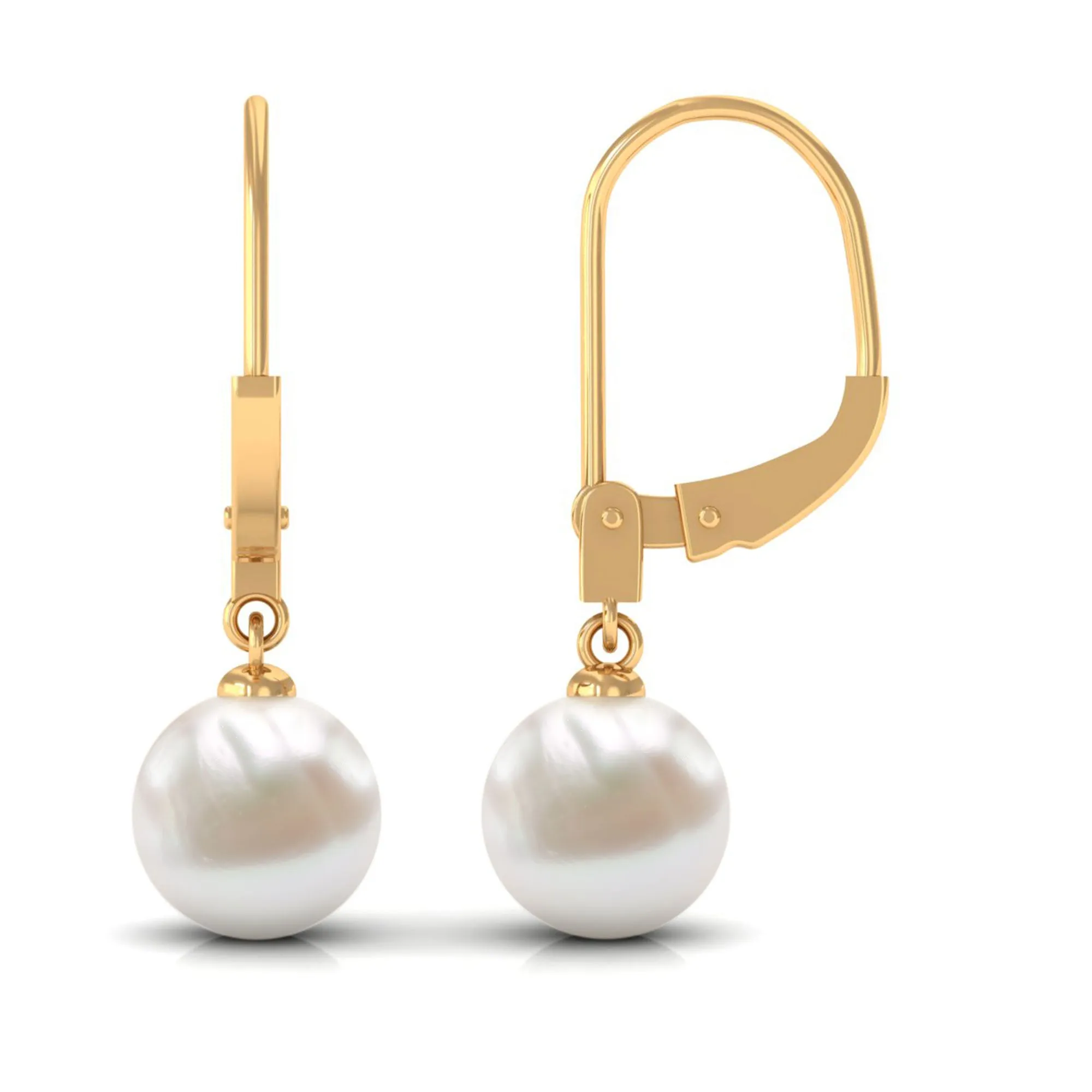 White Pearl Drop Earrings with Lever Back Closure