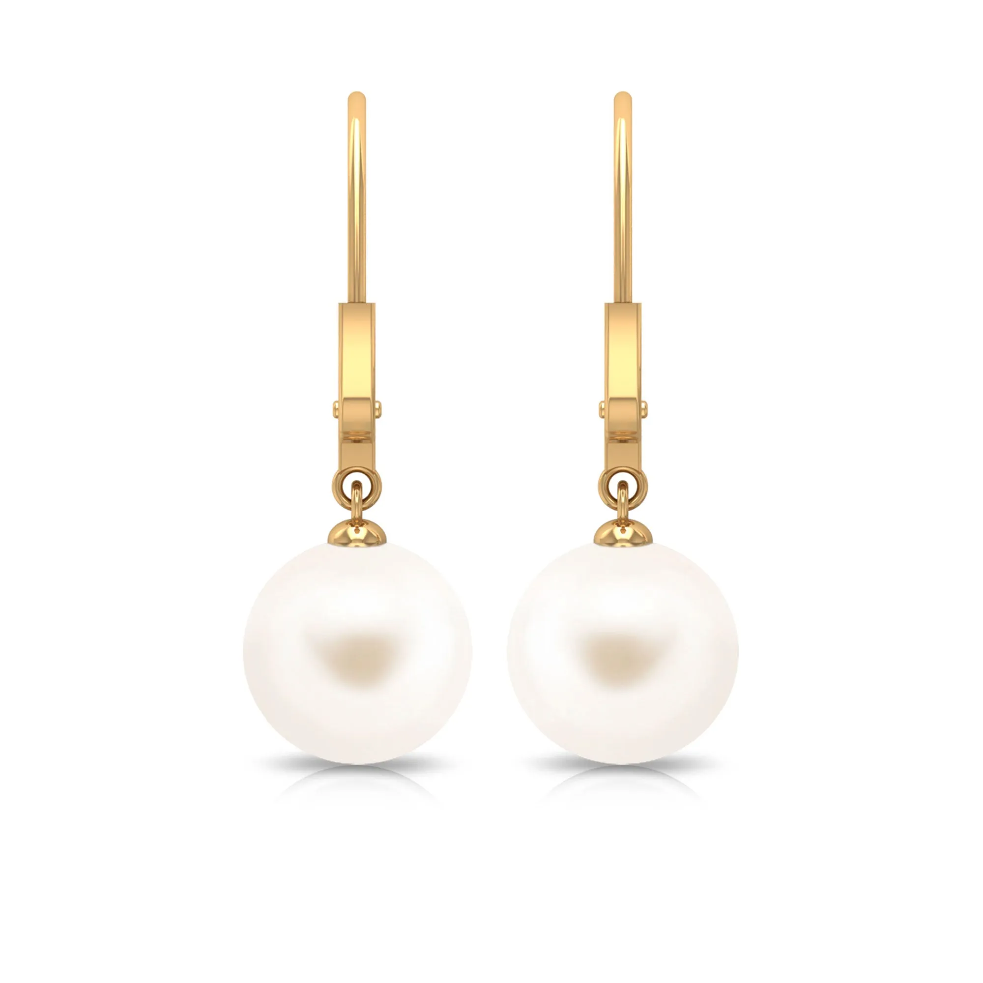 White Pearl Drop Earrings with Lever Back Closure
