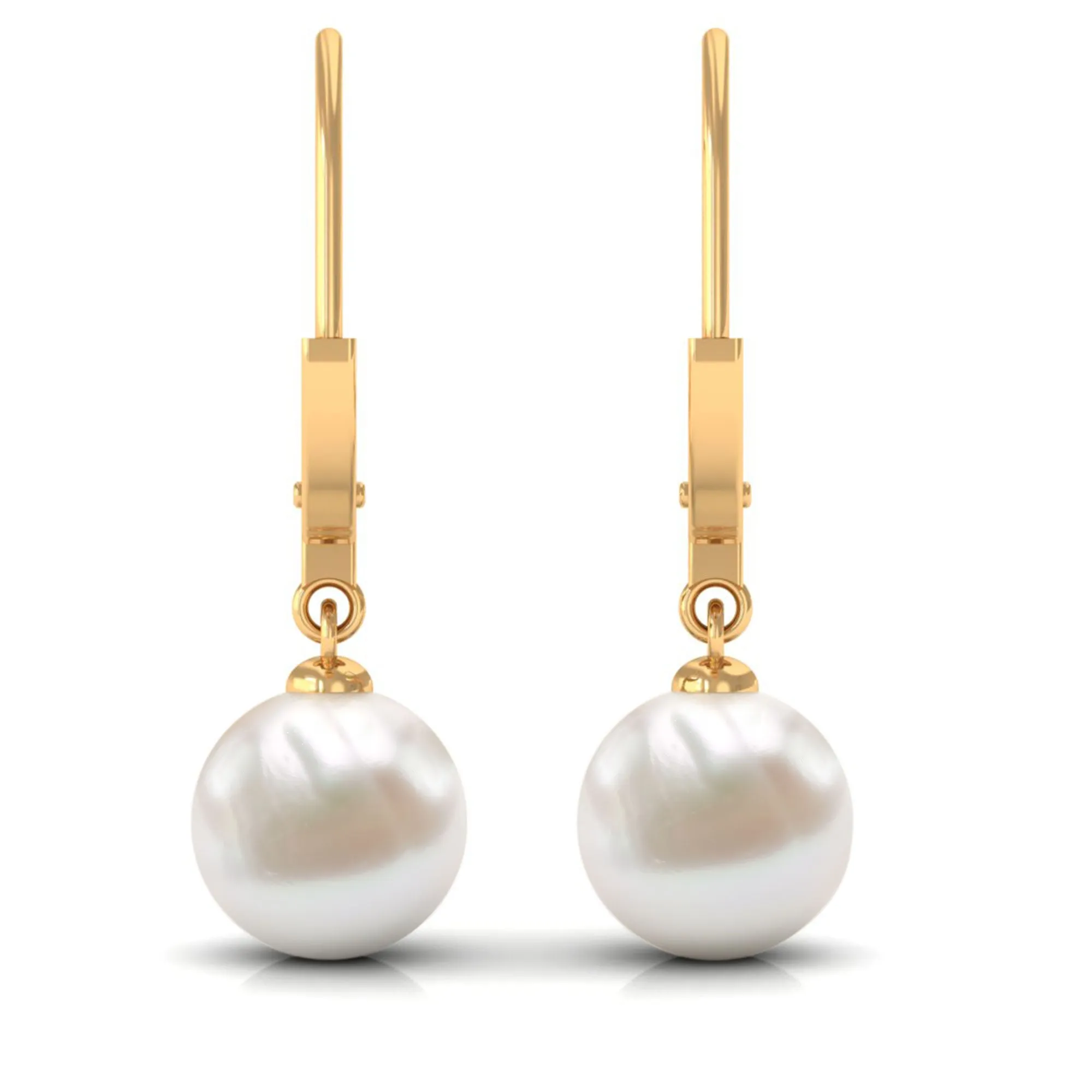 White Pearl Drop Earrings with Lever Back Closure