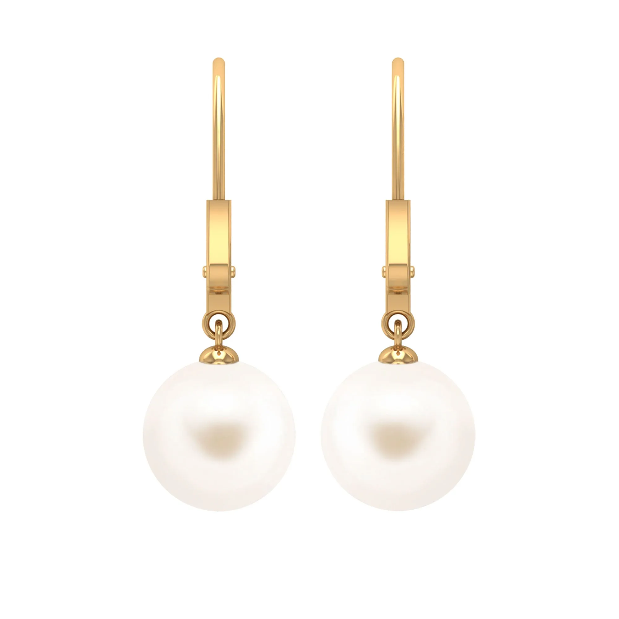 White Pearl Drop Earrings with Lever Back Closure