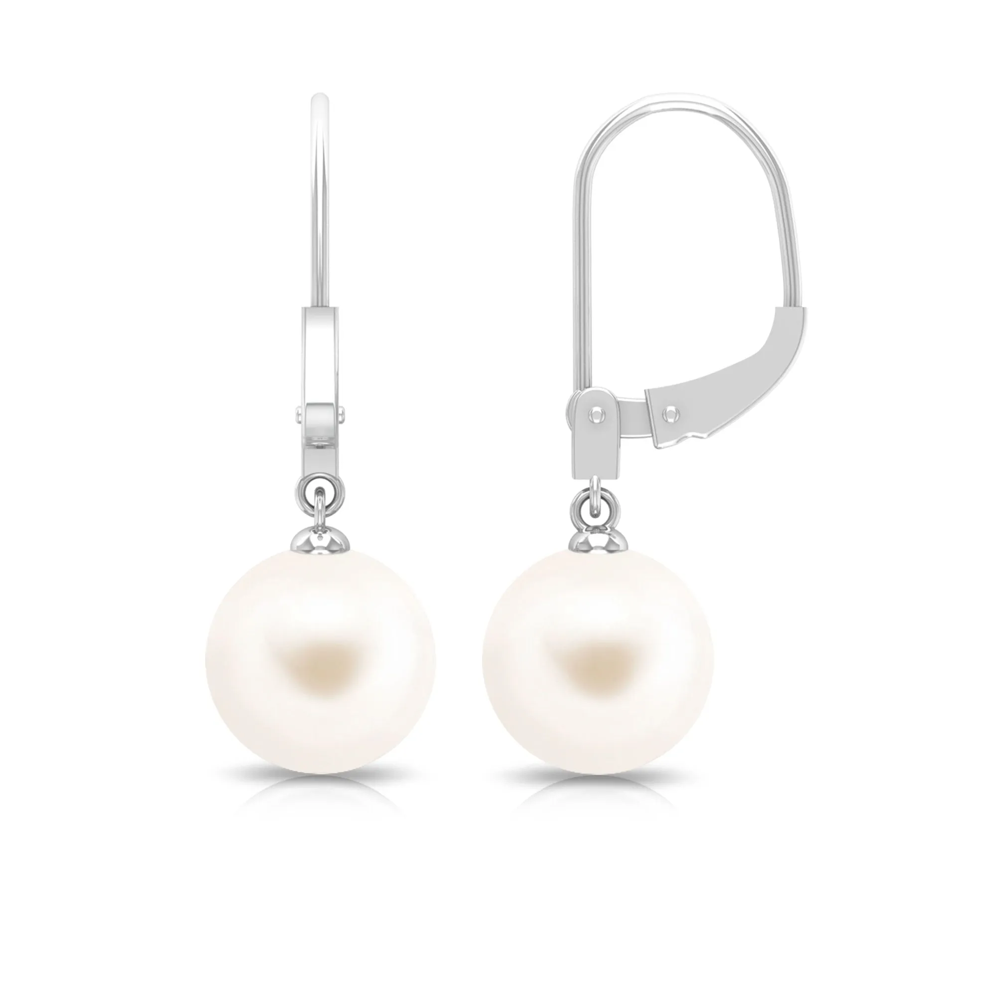 White Pearl Drop Earrings with Lever Back Closure