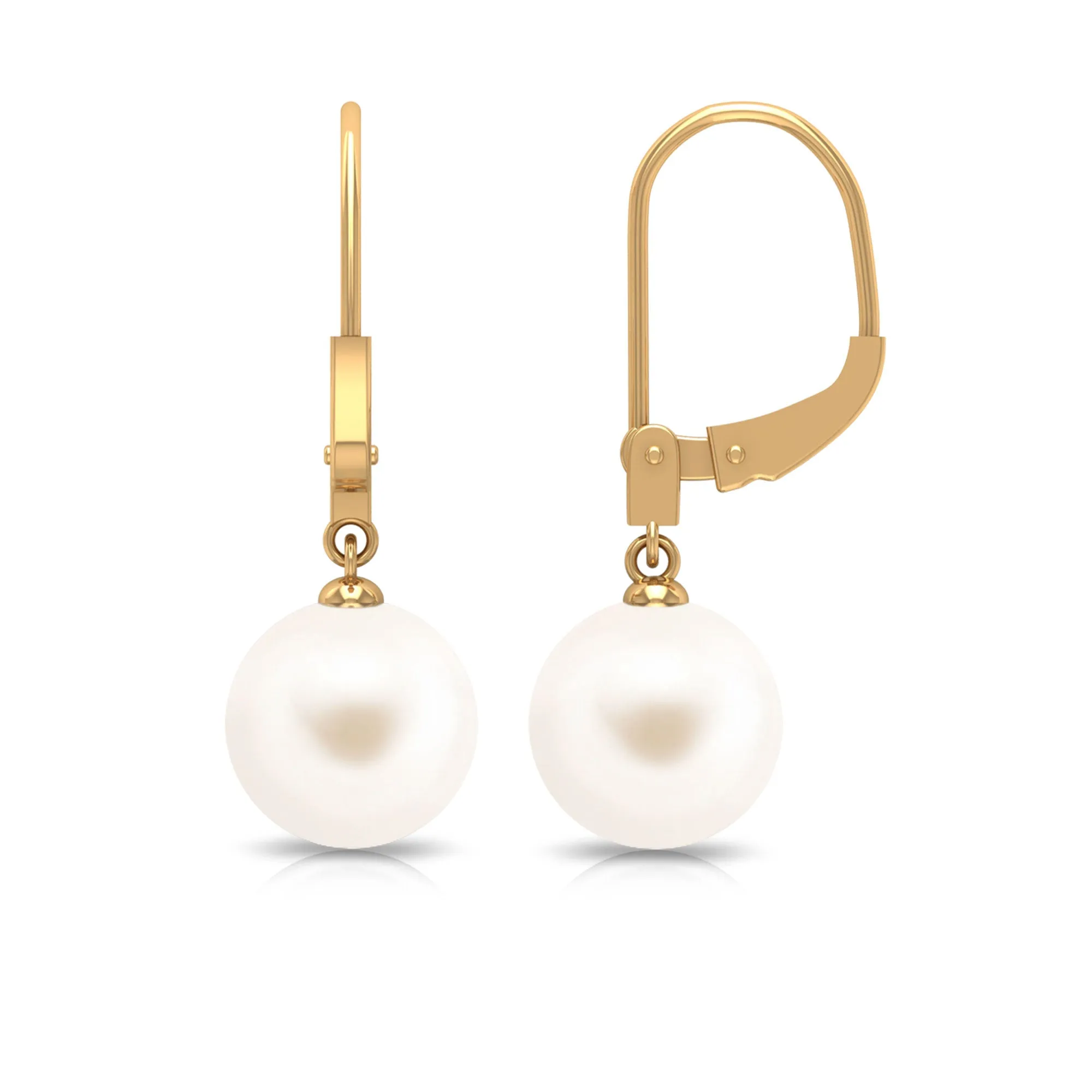 White Pearl Drop Earrings with Lever Back Closure