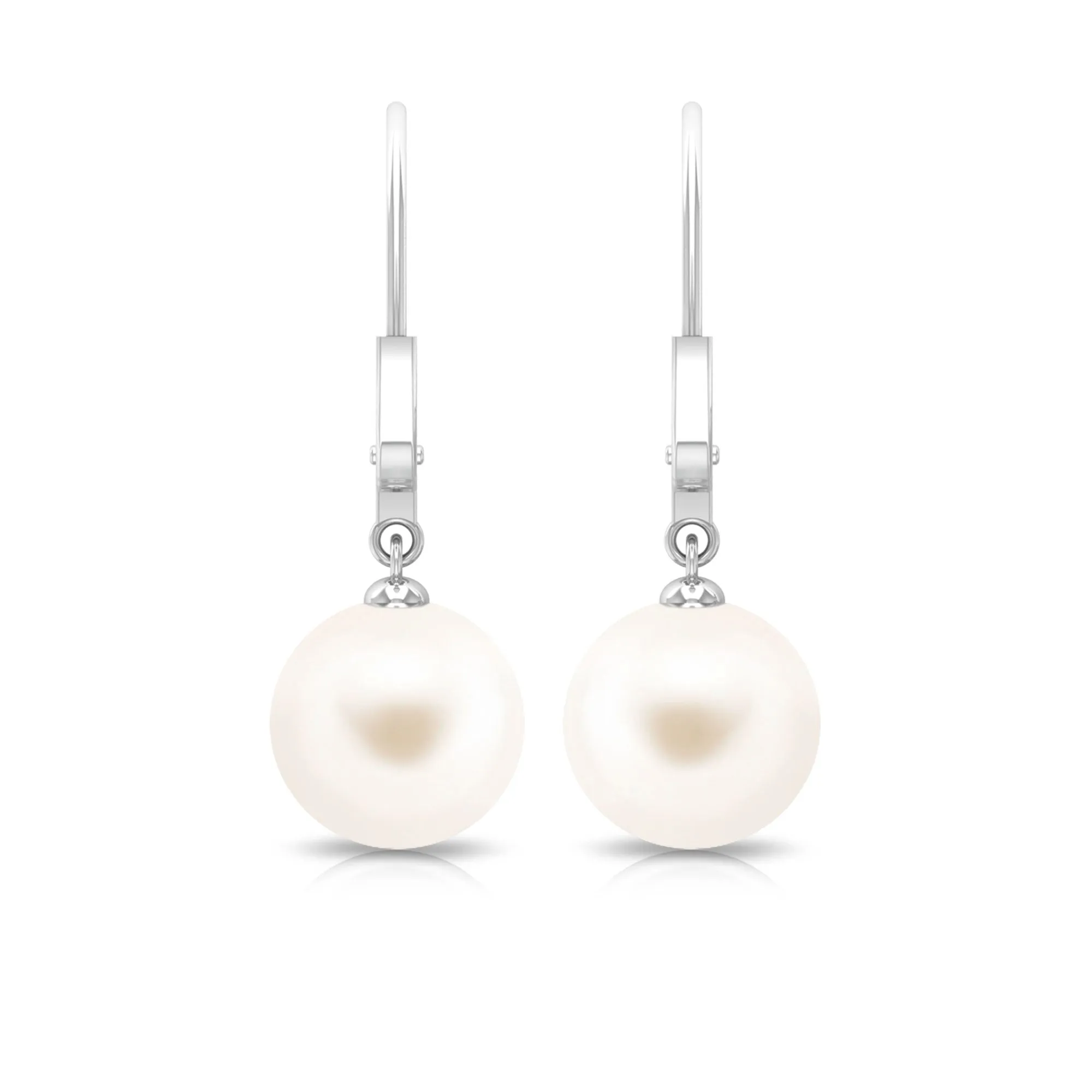 White Pearl Drop Earrings with Lever Back Closure