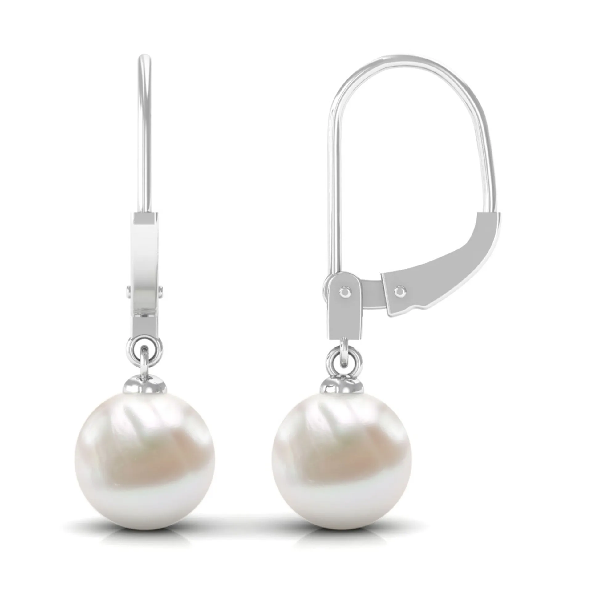 White Pearl Drop Earrings with Lever Back Closure