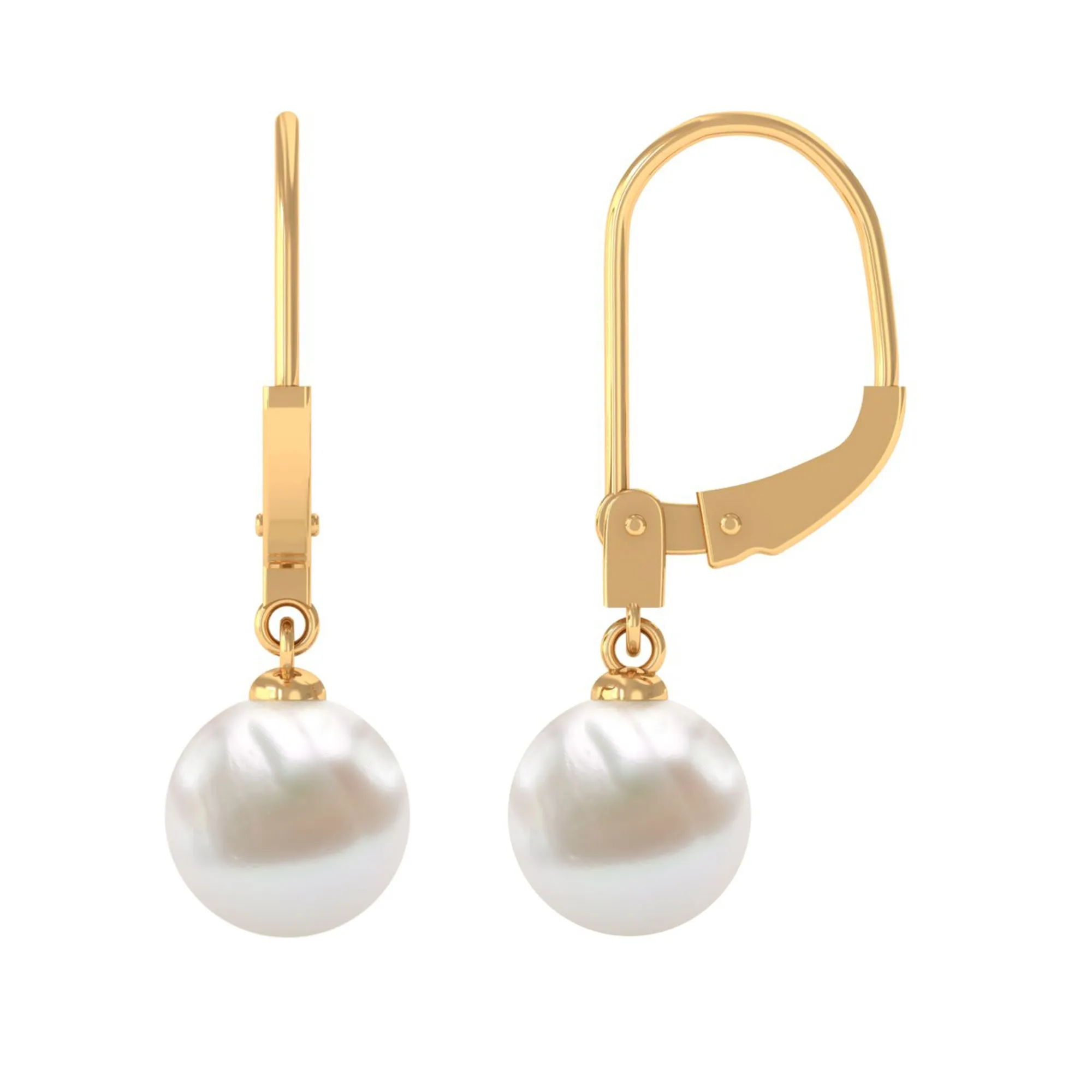 White Pearl Drop Earrings with Lever Back Closure