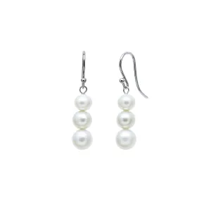 White Trio Pearl Drop Earrings
