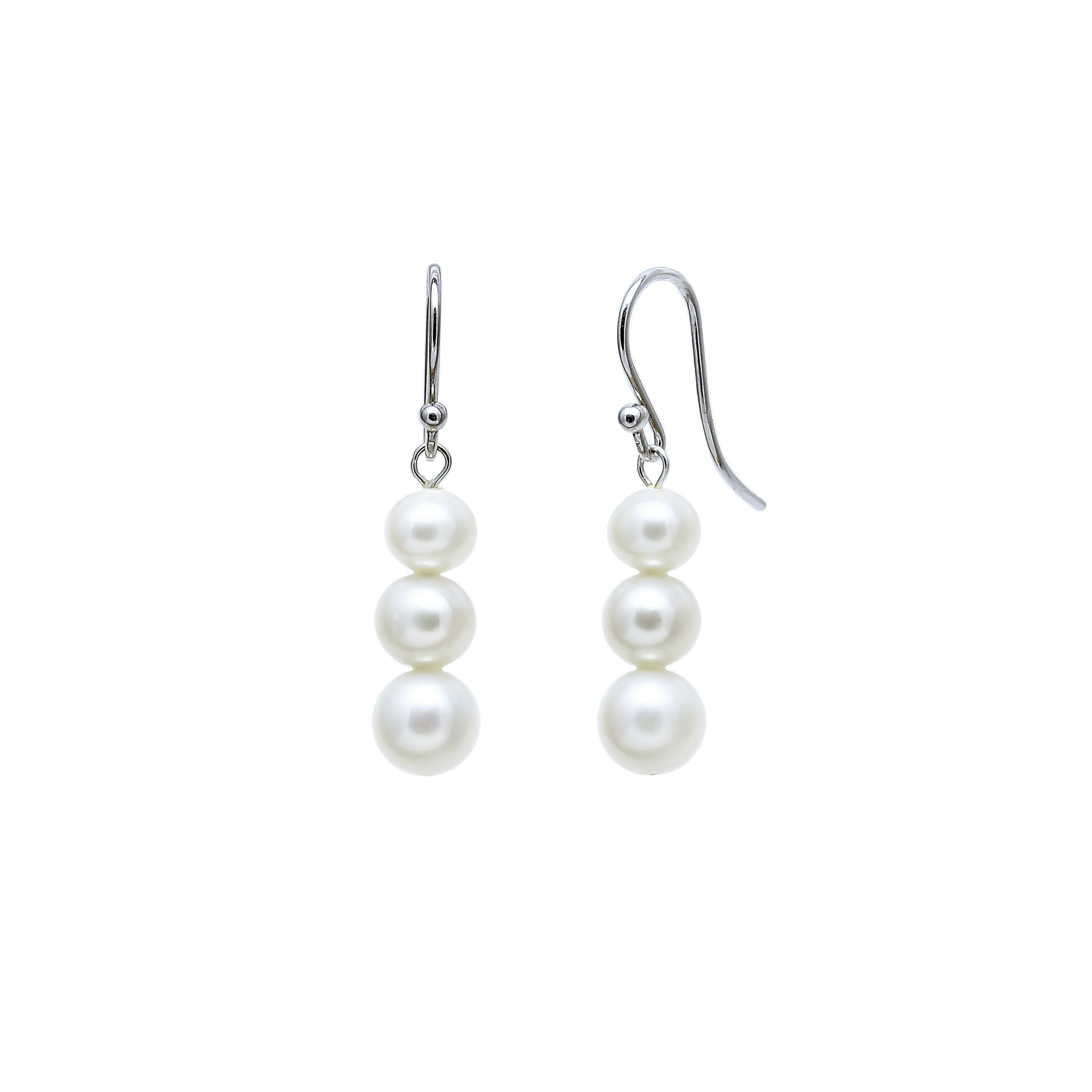 White Trio Pearl Drop Earrings
