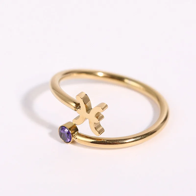 Wholesale 18K Gold Plating 12 Constellation Copper Rings