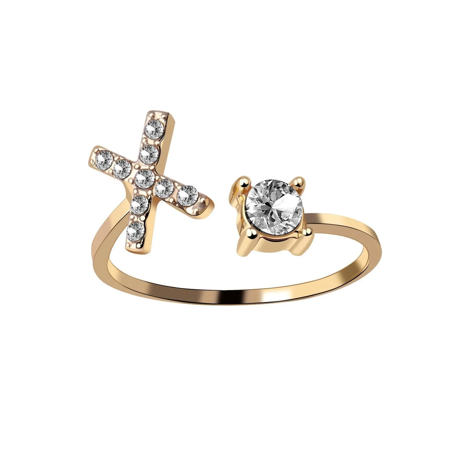 wholesale Alloy 26 Letter Diamond Open Adjustable Ring