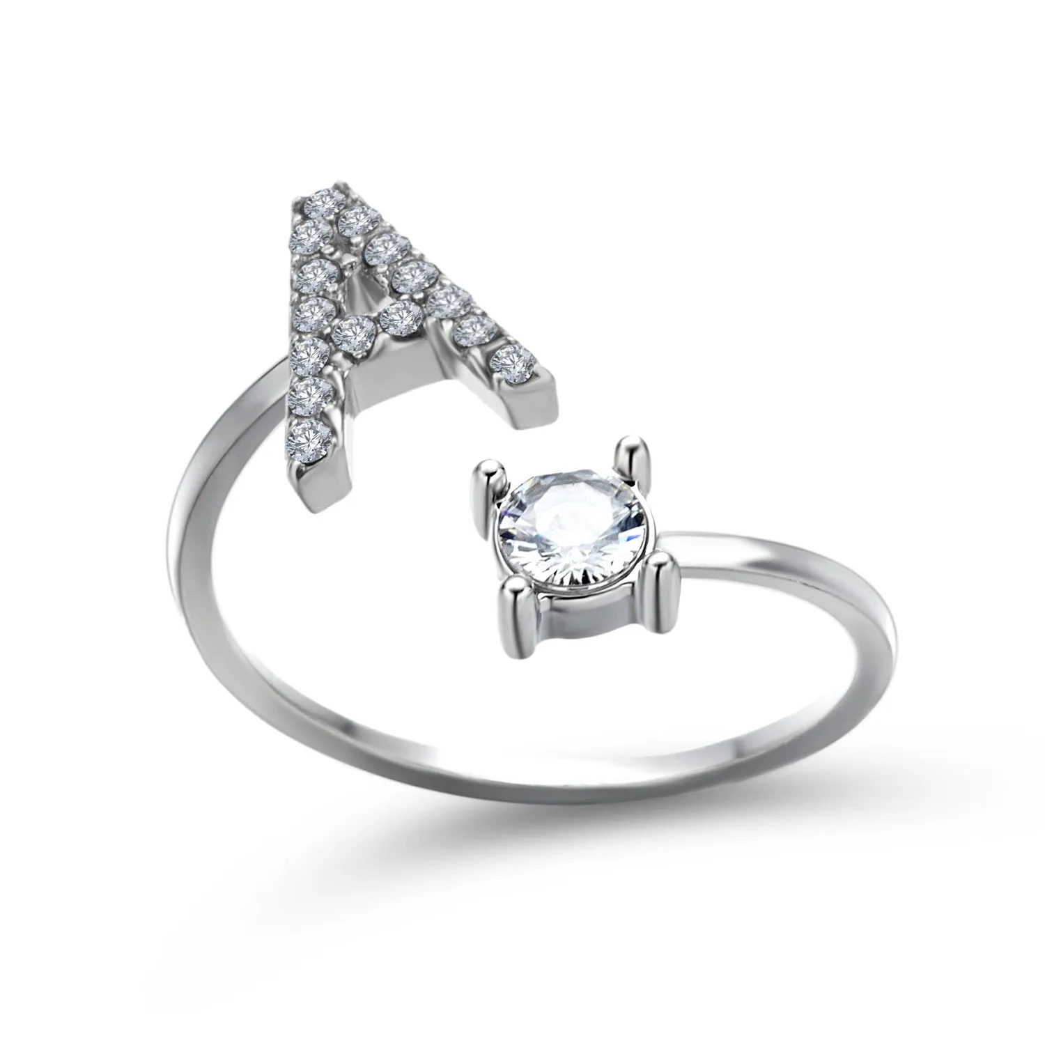 wholesale Alloy 26 Letter Diamond Open Adjustable Ring