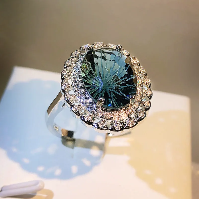 Wholesale Brass Blue Topaz Women's Ring JDC-RS-KYZC008