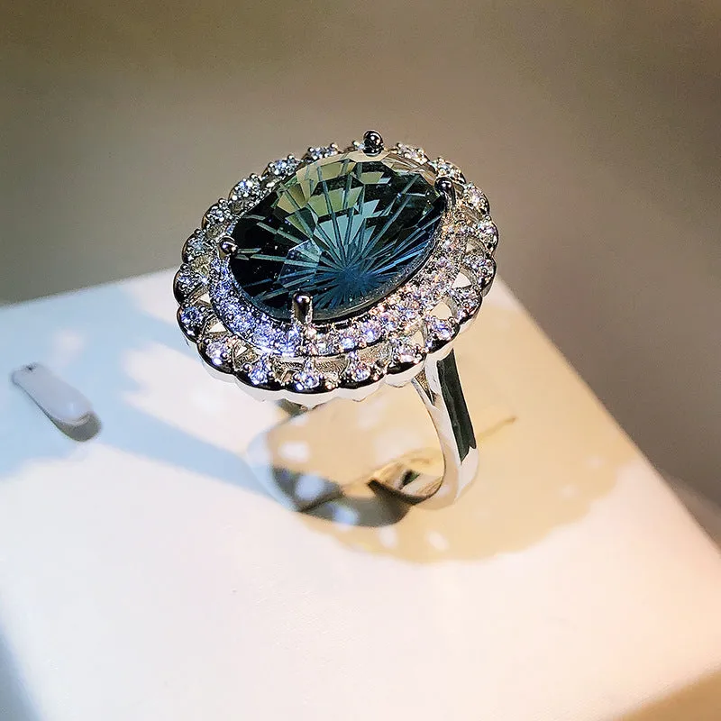 Wholesale Brass Blue Topaz Women's Ring JDC-RS-KYZC008