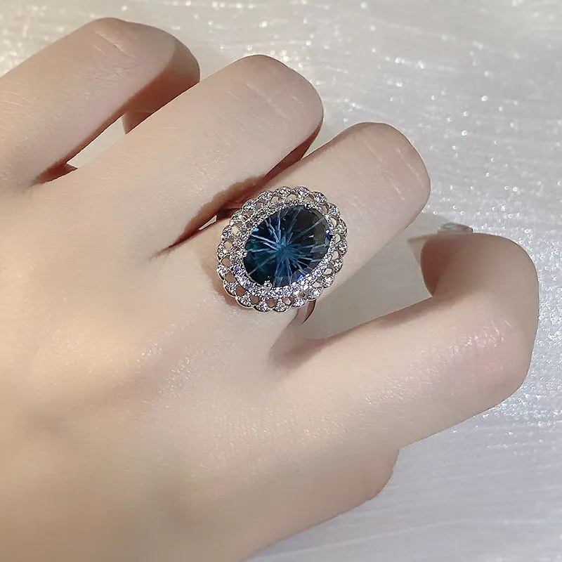 Wholesale Brass Blue Topaz Women's Ring JDC-RS-KYZC008