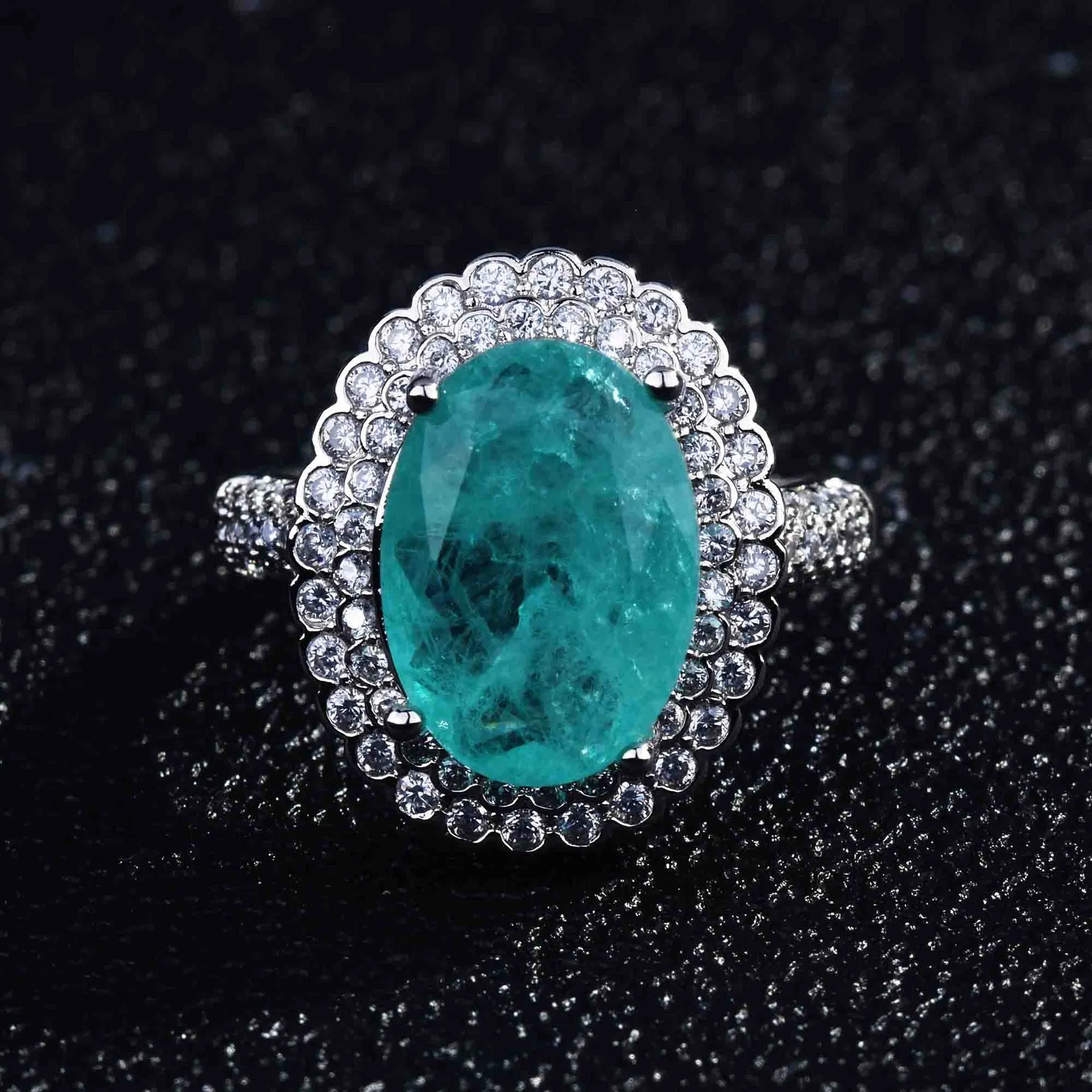 Wholesale Copper Micro Paved High Carbon Diamond Pear Shape Open Ring