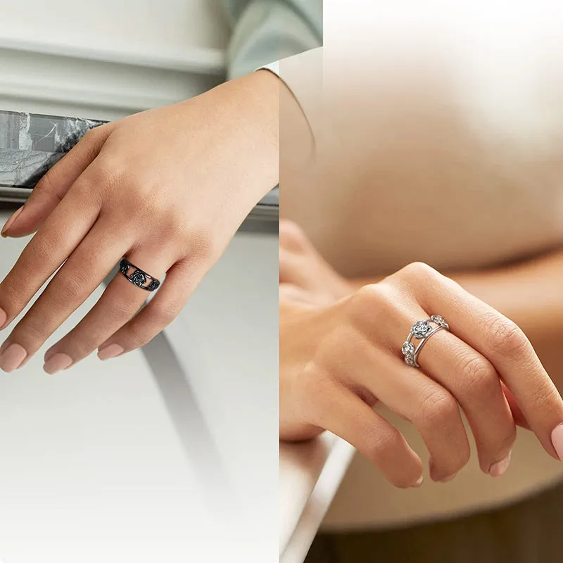 Women Rose Ring for Girls, 3D Rose Flowers Open Ring Jewelry Valentine's Day Gifts