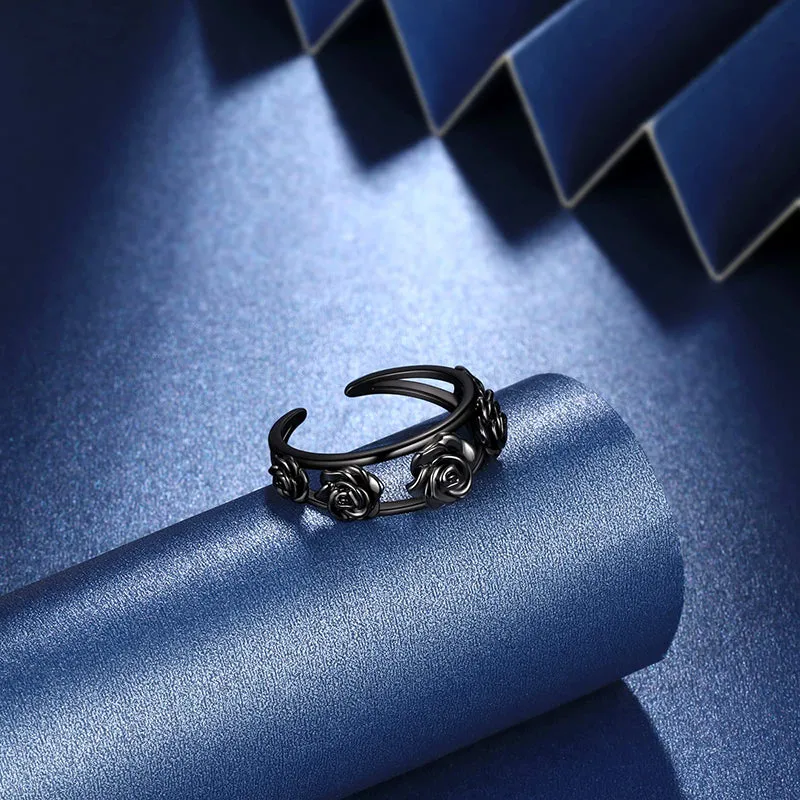 Women Rose Ring for Girls, 3D Rose Flowers Open Ring Jewelry Valentine's Day Gifts