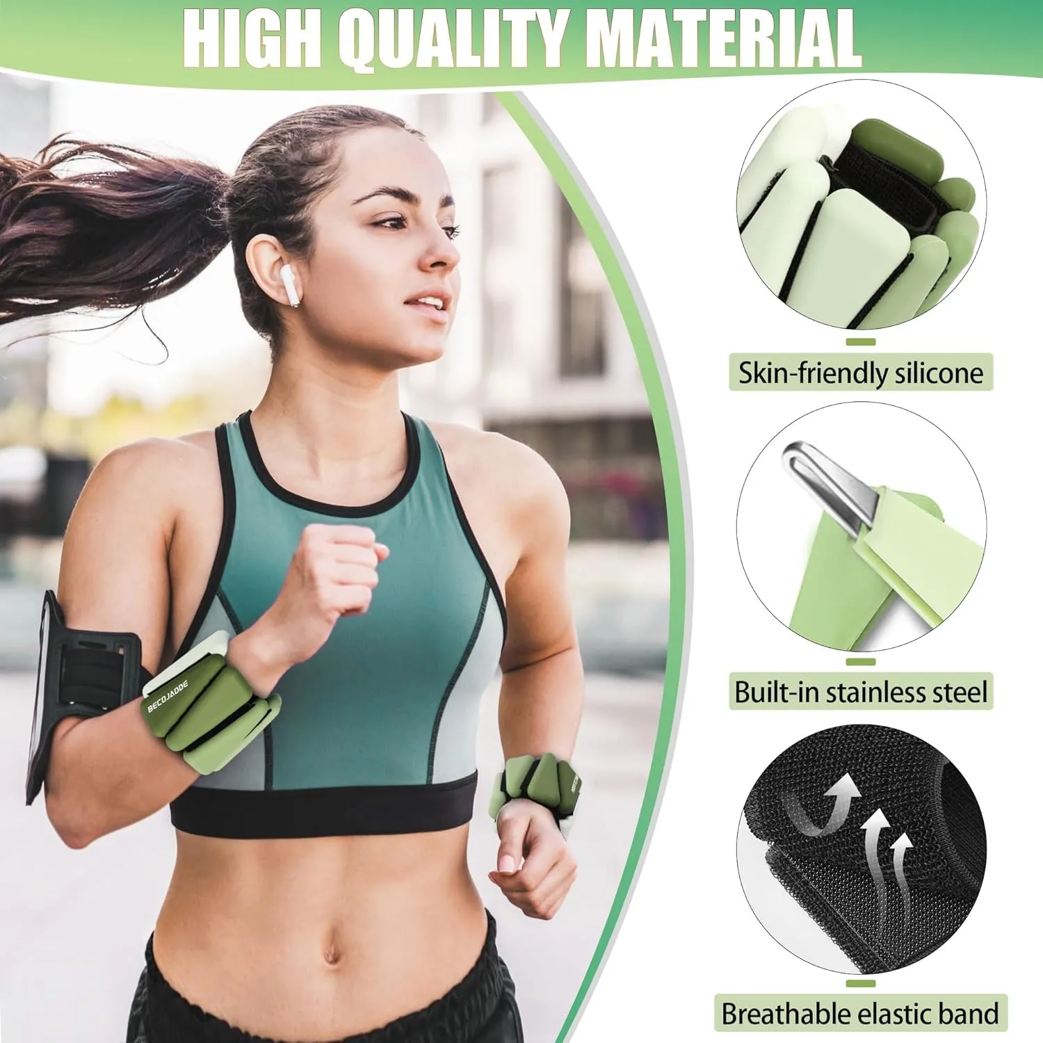 Wrist Weights for Women At Home Ankle Weights Set of 2 (1 lb/2 lbs Each) Adjustable Weighted Wristbands Arm Leg Weights for Women Men Suitable for Walking Swimming Running Pilates Yoga Gym