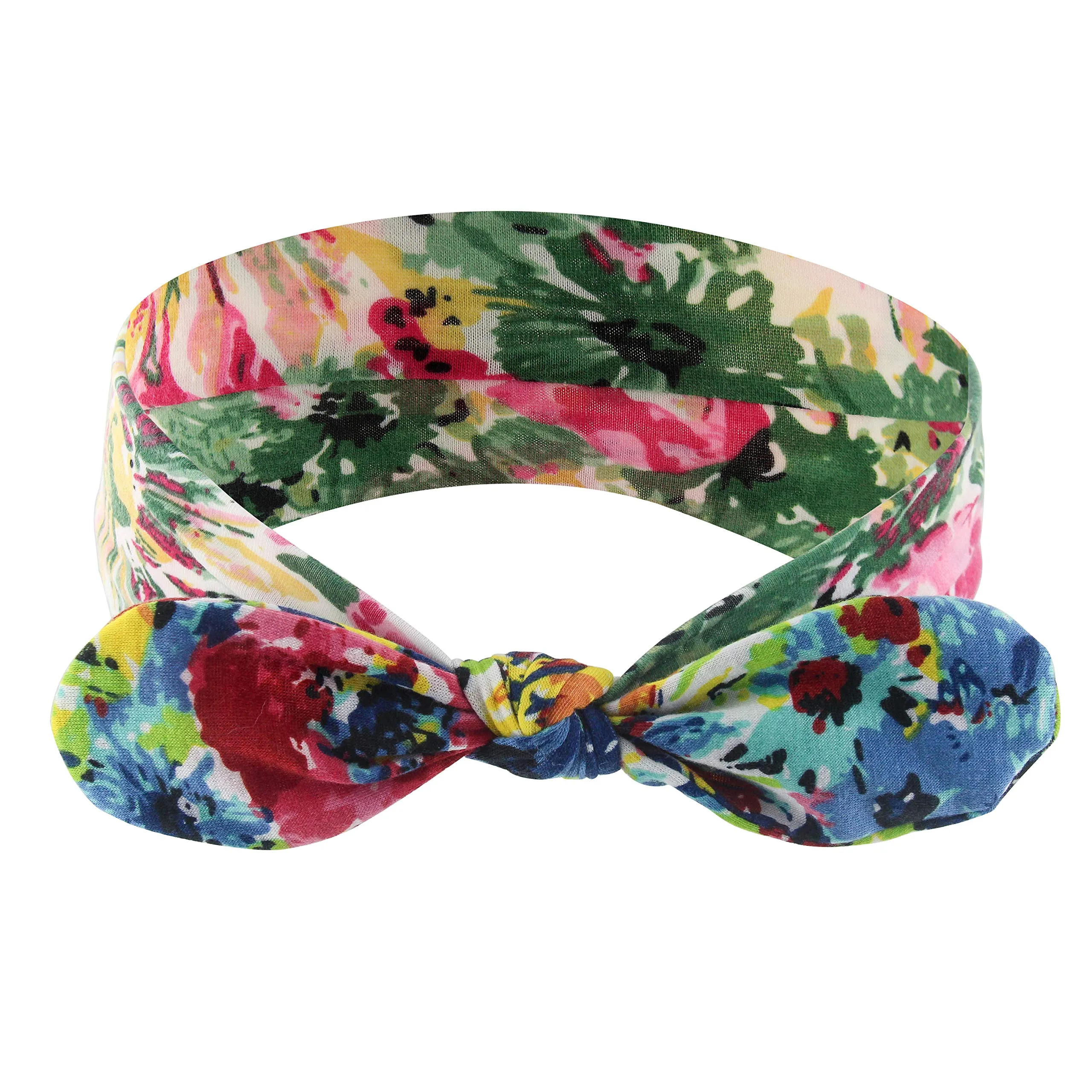Yeshan Bow Headbands for Women Boho Wide Bandana Headbands Flower Printed Rabbit Ears Hair Bands Fashion and Sport Hair Accessories for Women and Girls,Pack of 6